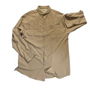 Columbia PFG Shirt Mens XL Tan Button Down Long Sleeve Vented Outdoor Fishing